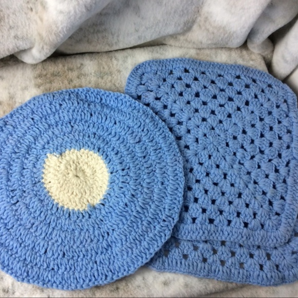 Handmade Crochet‎ Doilies Circle & Squares 3PC Set